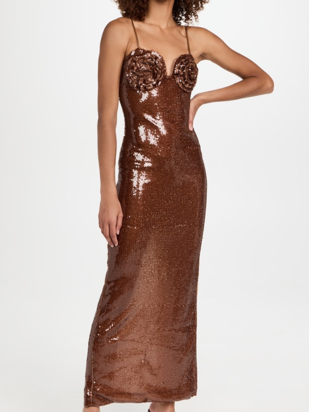 Brown Sequin Maxi Dress